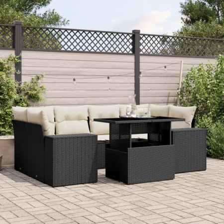 Set de sofás de jardín 7 pzas con cojines ratán sintético negro by vidaXL, Garden sets - Ref: Foro24-3269016, Price: 470,54 €...