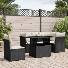 Set de sofás de jardín 6 piezas y cojines ratán sintético negro by vidaXL, Garden sets - Ref: Foro24-3266586, Price: 420,87 €...