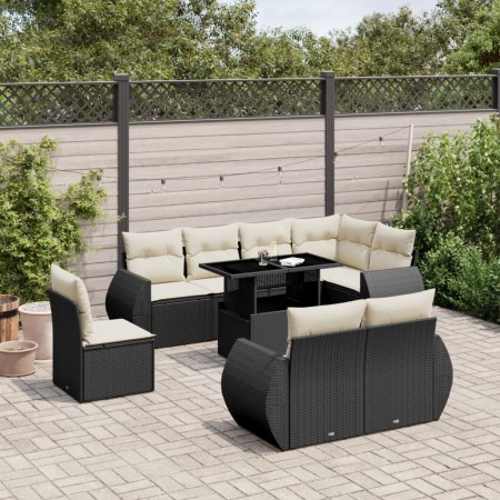 Set de sofás de jardín 8 piezas y cojines ratán sintético negro by vidaXL, Garden sets - Ref: Foro24-3268666, Price: 655,44 €...