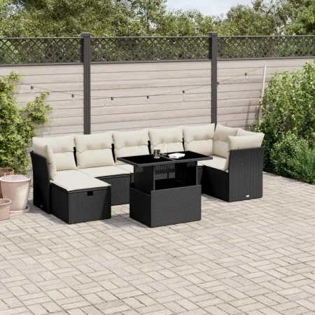 8-teiliges Gartensofa-Set und Kissen aus schwarzem Kunststoff-Rattan. von vidaXL, Gartensets - Ref: Foro24-3274666, Preis: 51...