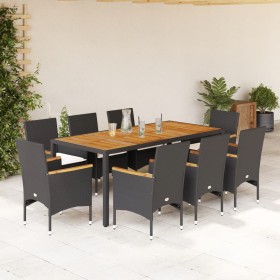 Garten-Essgruppe, 9-teilig, mit PE-Rattan-Akazie-Schwarzkissen. von vidaXL, Gartensets - Ref: Foro24-3278632, Preis: 673,66 €...