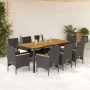 Set de comedor jardín 9 pzas con cojines ratán PE acacia negro by vidaXL, Garden sets - Ref: Foro24-3278632, Price: 734,23 €,...