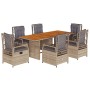 Set comedor de jardín 7 pzas con cojines ratán sintético beige by vidaXL, Garden sets - Ref: Foro24-3262934, Price: 815,79 €,...