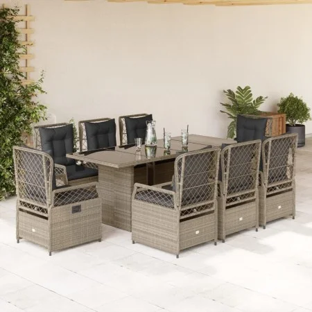 Set comedor de jardín 9 pzas cojines ratán sintético gris claro by vidaXL, Garden sets - Ref: Foro24-3262941, Price: 966,67 €...