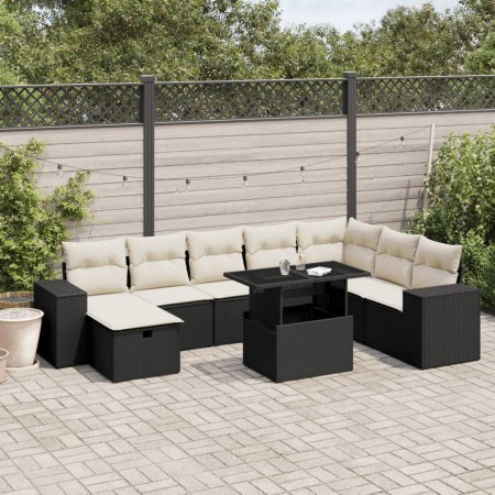 8-teiliges Gartensofa-Set und Kissen aus schwarzem Kunststoff-Rattan. von vidaXL, Gartensets - Ref: Foro24-3275346, Preis: 54...