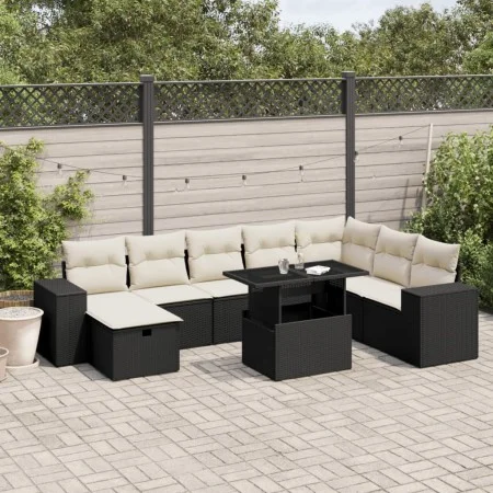 Set de sofás de jardín 8 piezas y cojines ratán sintético negro by vidaXL, Garden sets - Ref: Foro24-3275346, Price: 583,40 €...