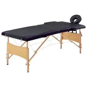 Folding massage table 2 zones black wood by vidaXL, massage tables - Ref: Foro24-110207, Price: 149,06 €, Discount: %