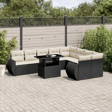 Set de sofás de jardín 10 pzas cojines ratán sintético negro by vidaXL, Garden sets - Ref: Foro24-3268756, Price: 708,36 €, D...