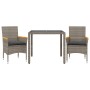 Set comedor jardín 3 pzas y cojines ratán sintético vidrio gris by vidaXL, Garden sets - Ref: Foro24-3278651, Price: 240,34 €...