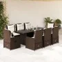 Set comedor para jardín 9 pzas y cojines ratán sintético marrón by vidaXL, Garden sets - Ref: Foro24-3262782, Price: 1,00 €, ...