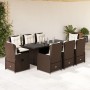 Set comedor para jardín 9 pzas y cojines ratán sintético marrón by vidaXL, Garden sets - Ref: Foro24-3262782, Price: 1,00 €, ...