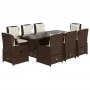 Set comedor para jardín 9 pzas y cojines ratán sintético marrón by vidaXL, Garden sets - Ref: Foro24-3262782, Price: 1,00 €, ...