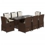 Set comedor para jardín 9 pzas y cojines ratán sintético marrón by vidaXL, Garden sets - Ref: Foro24-3262782, Price: 1,00 €, ...