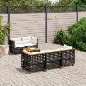 Set de sofás de jardín 6 piezas y cojines ratán sintético negro by vidaXL, Garden sets - Ref: Foro24-3261734, Price: 471,66 €...