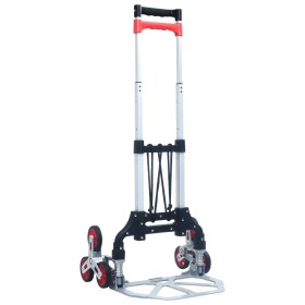 Carrito de transporte plegable de aluminio plateado 70 kg de vidaXL, Escaleras sobre ruedas - Ref: Foro24-146445, Precio: 106...