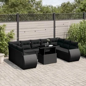 Set de sofás de jardín 10 pzas cojines ratán sintético negro von vidaXL, Gartensets - Ref: Foro24-3268735, Preis: 760,23 €, R...