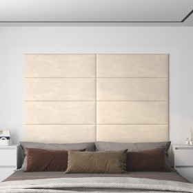 Paneles de pared 12 uds terciopelo color crema 90x30 cm 3,24 m²