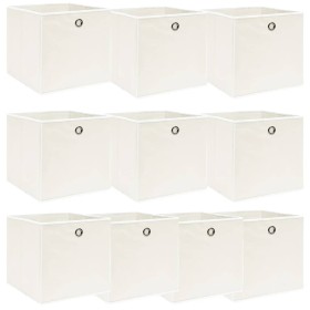 Cajas de almacenaje 10 uds tela blanco 32x32x32 cm