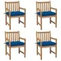 Gartenstühle 4 Stück aus massivem Teakholz mit blauen Kissen von vidaXL, Gartenstühle - Ref: Foro24-3073029, Preis: 607,01 €,...
