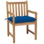 Garden chairs 4 pcs solid teak wood with blue cushions by vidaXL, Garden chairs - Ref: Foro24-3073029, Price: 621,92 €, Disco...