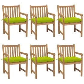 Garden chairs 6 pcs solid teak wood glossy green cushions by vidaXL, Garden chairs - Ref: Foro24-3073057, Price: 889,05 €, Di...