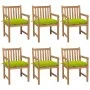 Gartenstühle, 6 Stück, massives Teakholz, glänzende grüne Kissen von vidaXL, Gartenstühle - Ref: Foro24-3073057, Preis: 963,2...