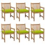 Gartenstühle, 6 Stück, massives Teakholz, glänzende grüne Kissen von vidaXL, Gartenstühle - Ref: Foro24-3073057, Preis: 1,00 ...