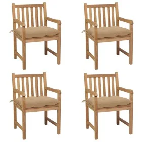 Garden chairs 4 pcs solid teak wood with beige cushions by vidaXL, Garden chairs - Ref: Foro24-3073022, Price: 596,81 €, Disc...