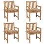Garden chairs 4 pcs solid teak wood with beige cushions by vidaXL, Garden chairs - Ref: Foro24-3073022, Price: 622,32 €, Disc...