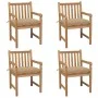Gartenstühle 4 Stück aus massivem Teakholz mit beigen Kissen von vidaXL, Gartenstühle - Ref: Foro24-3073022, Preis: 596,81 €,...