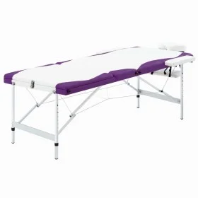 Klappbare Massageliege 3 Zonen aus weißem und violettem Aluminium von vidaXL, Massageliegen - Ref: Foro24-110241, Preis: 162,...