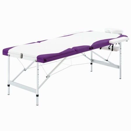 Klappbare Massageliege 3 Zonen aus weißem und violettem Aluminium von vidaXL, Massageliegen - Ref: Foro24-110241, Preis: 171,...