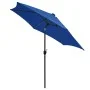 Umbrella with LED lights and azure blue aluminum pole 300 cm by vidaXL, Umbrellas - Ref: Foro24-47367, Price: 106,65 €, Disco...
