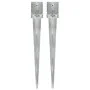 Ground spikes 2 pcs silver galvanized steel 12x12x89 cm by vidaXL, Spikes for anchoring in the ground - Ref: Foro24-145425, P...