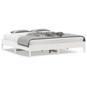 Estructura de cama de madera maciza de pino blanco 200x200 cm de vidaXL, Camas y somieres - Ref: Foro24-842683, Precio: 127,2...