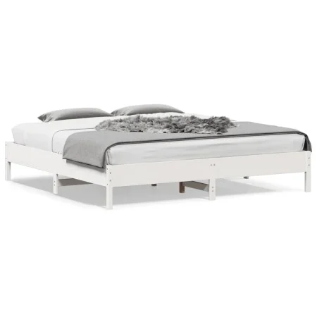 Estructura de cama de madera maciza de pino blanco 200x200 cm de vidaXL, Camas y somieres - Ref: Foro24-842683, Precio: 126,1...
