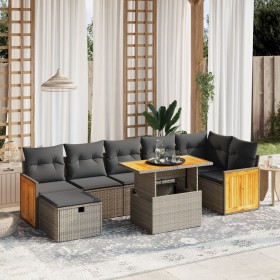 Gartensofa-Set, 8-teilig, mit grauen Kissen aus synthetischem Rattan. von vidaXL, Gartensets - Ref: Foro24-3276259, Preis: 50...