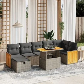 Set de sofás de jardín 8 pzas y cojines ratán sintético gris by vidaXL, Garden sets - Ref: Foro24-3276259, Price: 524,69 €, D...