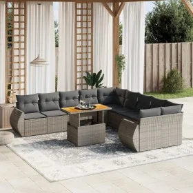 Set de sofás de jardín 11 pzas y cojines ratán sintético gris by vidaXL, Garden sets - Ref: Foro24-3272390, Price: 758,88 €, ...