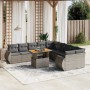 Gartensofagarnitur 11-teilig mit grauen Polstern aus synthetischem Rattan von vidaXL, Gartensets - Ref: Foro24-3272390, Preis...