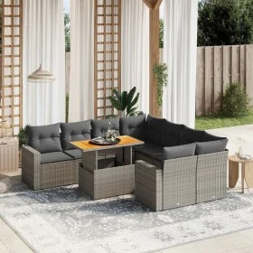 Set de muebles de jardín 9 pzas y cojines ratán sintético gris by vidaXL, Garden sets - Ref: Foro24-3271242, Price: 577,81 €,...