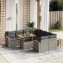 Set de muebles de jardín 9 pzas y cojines ratán sintético gris by vidaXL, Garden sets - Ref: Foro24-3271242, Price: 570,76 €,...