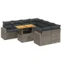 Gartenmöbel-Set 9-teilig mit grauen Polstern aus synthetischem Rattan von vidaXL, Gartensets - Ref: Foro24-3271242, Preis: 57...