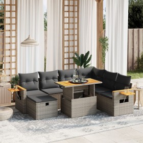 Set de sofás de jardín 8 pzas y cojines ratán sintético gris by vidaXL, Garden sets - Ref: Foro24-3276161, Price: 513,65 €, D...