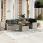 Set de sofás de jardín 7 piezas con cojines ratán PE gris by vidaXL, Garden sets - Ref: Foro24-3271326, Price: 455,61 €, Disc...