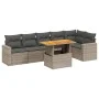 Set de sofás de jardín 7 piezas con cojines ratán PE gris by vidaXL, Garden sets - Ref: Foro24-3271326, Price: 455,61 €, Disc...