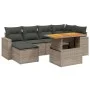 7-teiliges Gartensofa-Set mit grauen PE-Rattan-Kissen. von vidaXL, Gartensets - Ref: Foro24-3271417, Preis: 446,80 €, Rabatt: %