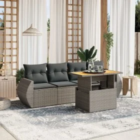 Juego de sofás jardín con cojines 5 pzas ratán sintético gris by vidaXL, Garden sets - Ref: Foro24-3272075, Price: 363,98 €, ...
