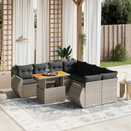 Gartenmöbel-Set 9-teilig mit grauen Polstern aus synthetischem Rattan von vidaXL, Gartensets - Ref: Foro24-3272124, Preis: 60...