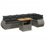 Set de sofás de jardín 7 piezas con cojines ratán PE gris de vidaXL, Conjuntos de jardín - Ref: Foro24-3272208, Precio: 487,3...
